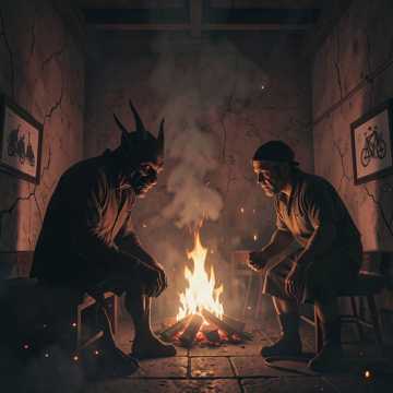 Демон и нищий - Спор у камина